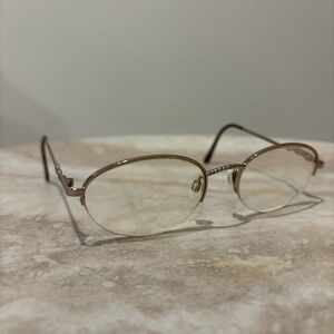 Vintage Yves Saint Laurent Glasses 4102 Y328 oval shaped half rimless eyeglasses
